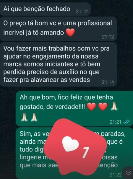 Print de WhatsApp com mensagem de satisfação de cliente