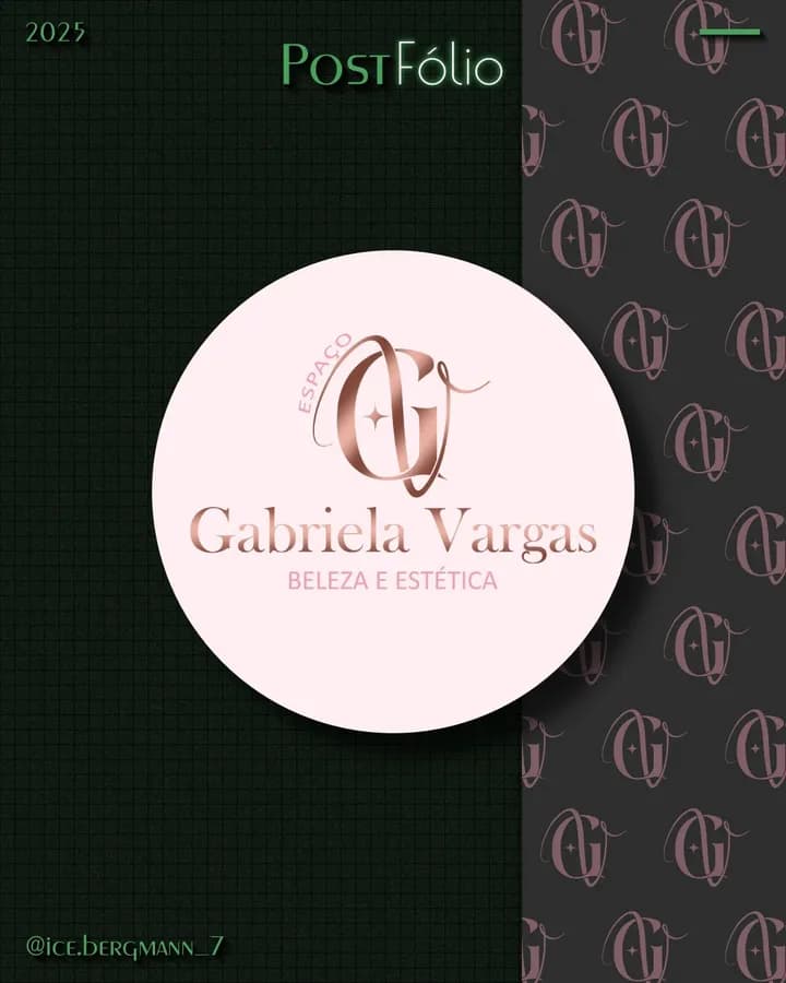 Logotipo do Espaço Gabriela Vargas beleza e estética: monograma GV em rose gold sobre rosa claro